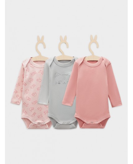 Боди котики на розовом +розово -корич. +серый