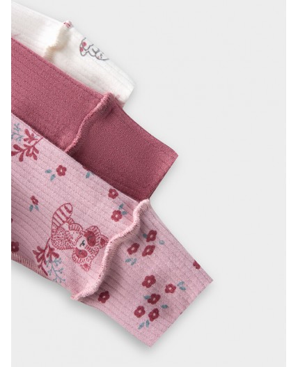 Боди зайчики на зв.белом +цветочные еноты на п.роз +дымч.роза