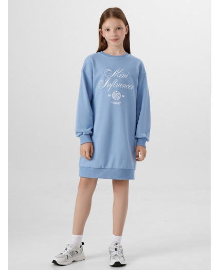 Платье пыльно -голубой +печать