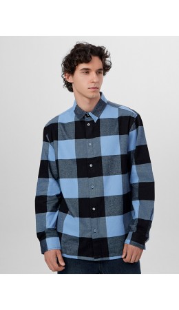 Рубашка голубая клетка
