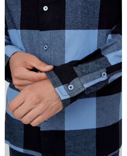 Рубашка голубая клетка