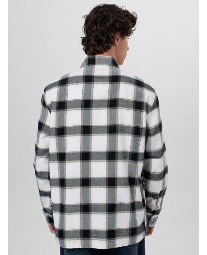 Рубашка серая клетка с охристой полоской