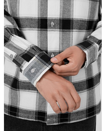 Рубашка серая клетка с охристой полоской