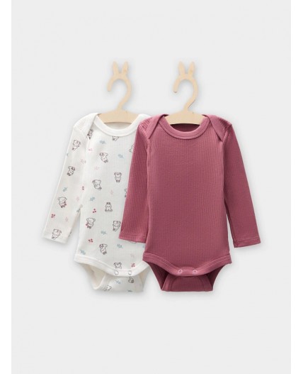 Боди зайчики на зв.белом +дымчатая роза