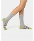 Носки серый меланж /салатовый