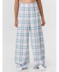 Брюки клетка голубой/розовый