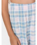 Брюки клетка голубой/розовый