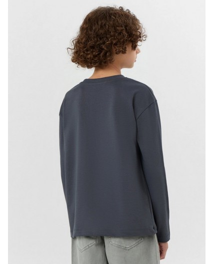 Лонгслив графит +молочно -шалфейная полоска