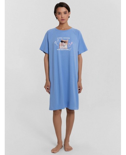 Сорочка св.синий +печать