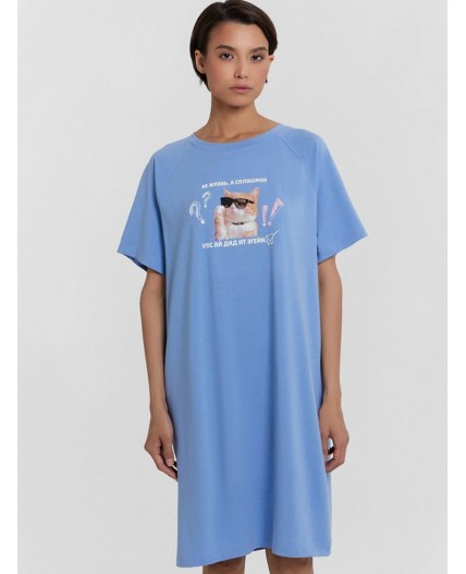 Сорочка св.синий +печать