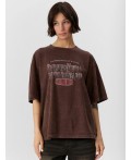 Футболка ACID WASH коричневый +печать