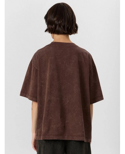 Футболка ACID WASH коричневый +печать