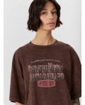Футболка ACID WASH коричневый +печать