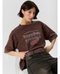 Футболка ACID WASH коричневый +печать