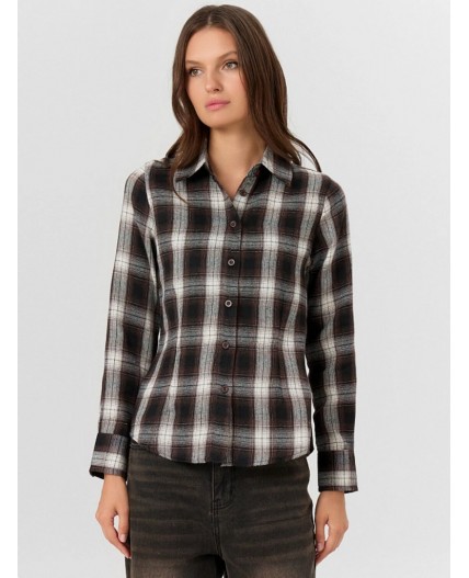 Рубашка темно -коричневая клетка