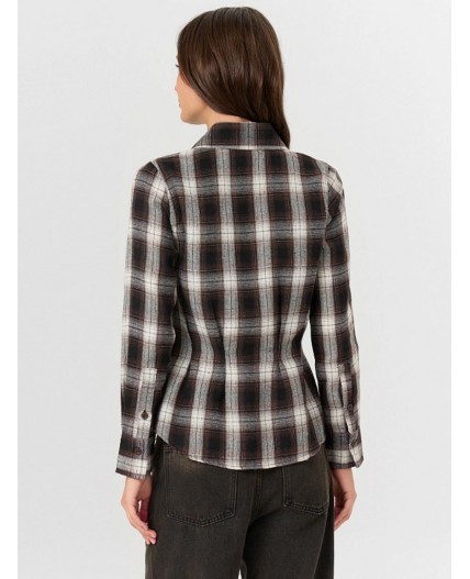 Рубашка темно -коричневая клетка