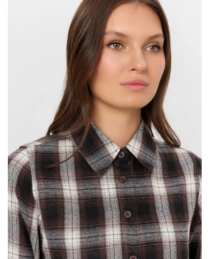 Рубашка темно -коричневая клетка