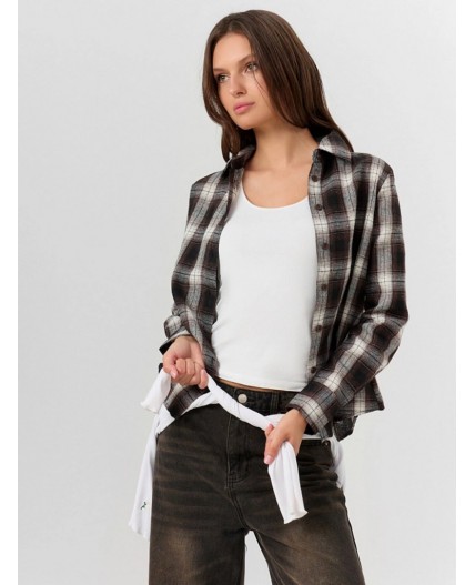 Рубашка темно -коричневая клетка