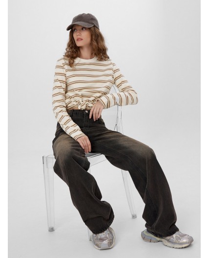 Джемпер полоска на сливочном