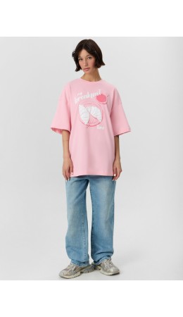 Футболка пыльный розовый +печать1