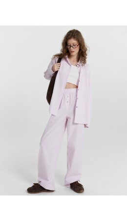 Брюки розово -голубая полоска