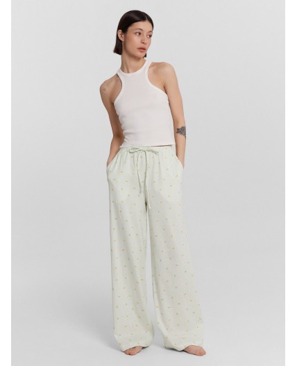 Брюки лимоны на мятной полоске