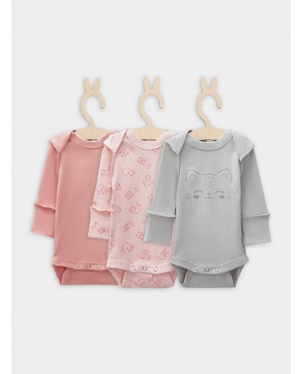 Боди котики на розовом +розово -корич. +серый