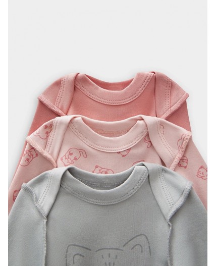 Боди котики на розовом +розово -корич. +серый