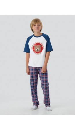 Комплект белый +красно -синяя клетка