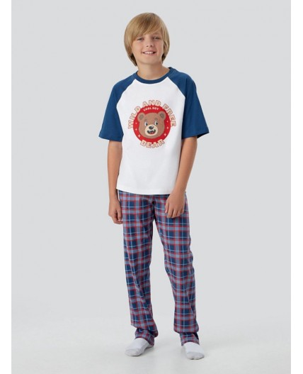 Комплект белый +красно -синяя клетка