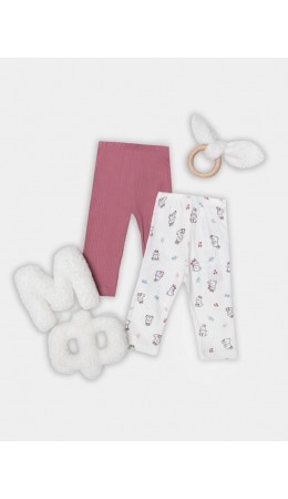 Ползунки зайчики на зв.белом +дымчатая роза