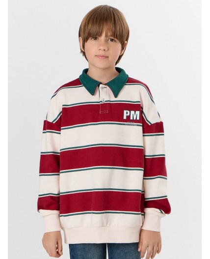 Свитшот молочно -красная полоска1