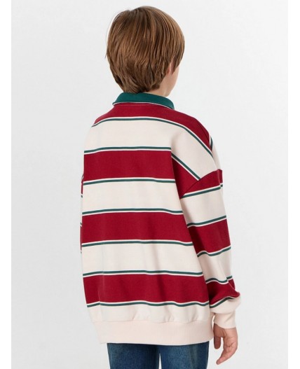 Свитшот молочно -красная полоска1