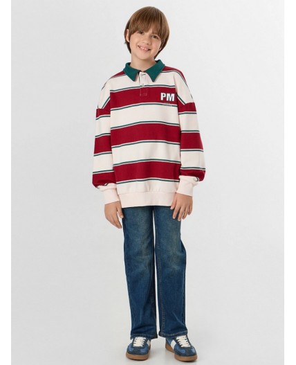 Свитшот молочно -красная полоска1