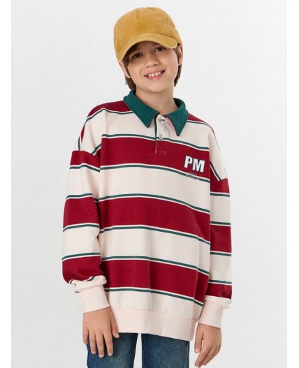 Свитшот молочно -красная полоска1