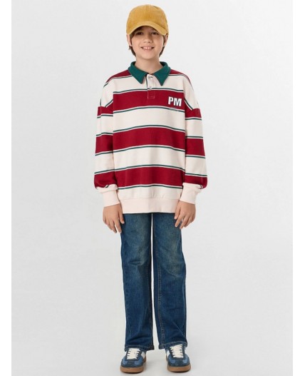 Свитшот молочно -красная полоска1