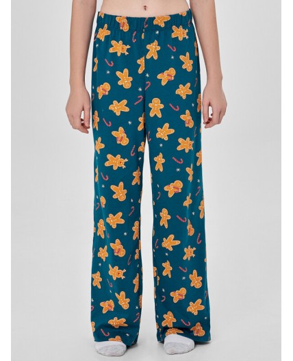 Брюки праздничные печеньки на зеленом