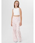 Брюки мишки с цветами на розовом