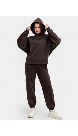 Брюки шоколадный +печать