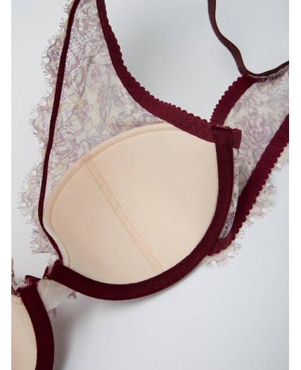 Бюстгальтер бордовая абстракция