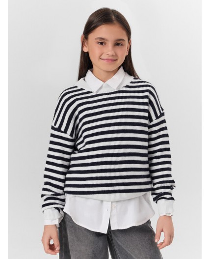 Джемпер черная полоска на белом