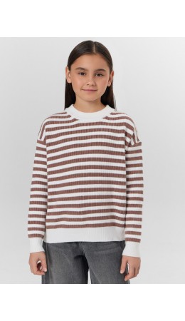 Джемпер брауни полоска на сливочном