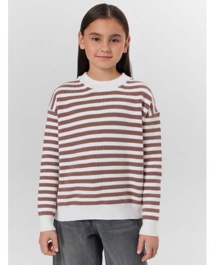 Джемпер брауни полоска на сливочном