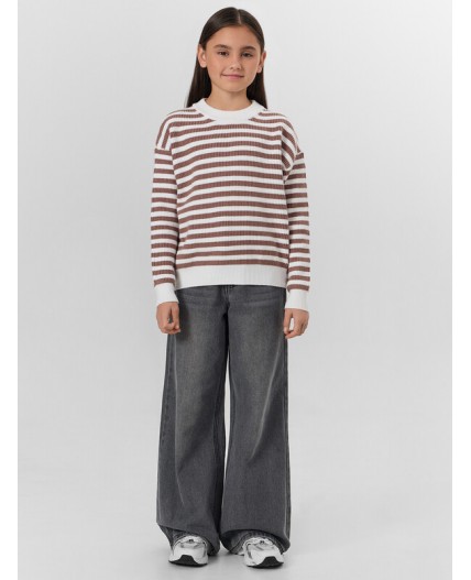 Джемпер брауни полоска на сливочном