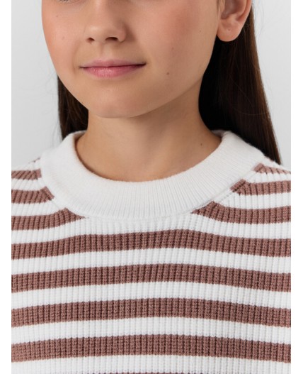 Джемпер брауни полоска на сливочном