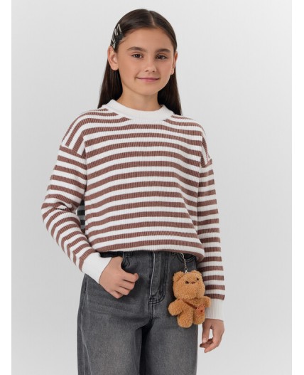 Джемпер брауни полоска на сливочном