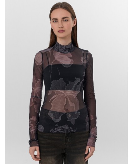 Джемпер цветы на черном