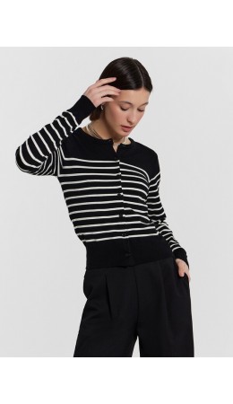 Кардиган черная полоска на молочном