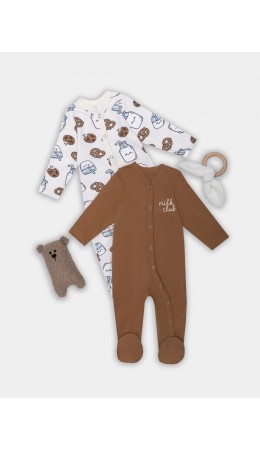 Комбинезон печеньки/молочко на молочном +песочный