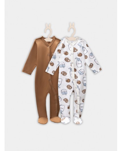 Комбинезон печеньки/молочко на молочном +песочный